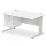 Impulse 1400mm Cable Managed Straight Desk With Single Fixed Pedestal - Image 37