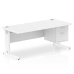 Impulse 1800mm Cable Managed Straight Desk With Single Fixed Pedestal - Image 40
