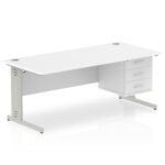 Impulse 1800mm Cable Managed Straight Desk With Single Fixed Pedestal - Image 42