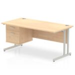 Impulse 1600mm Cantilever Straight Desk With Single Fixed Pedestal - Image 29