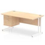 Impulse 1600mm Cantilever Straight Desk With Single Fixed Pedestal - Image 7