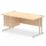 Impulse 1600mm Cantilever Straight Desk With Single Fixed Pedestal - Image 31