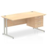 Impulse 1600mm Cantilever Straight Desk With Single Fixed Pedestal - Image 32