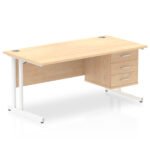 Impulse 1600mm Cantilever Straight Desk With Single Fixed Pedestal - Image 10