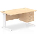 Impulse 1400mm Cable Managed Straight Desk With Single Fixed Pedestal - Image 20