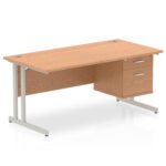 Impulse 1600mm Cantilever Straight Desk With Single Fixed Pedestal - Image 34