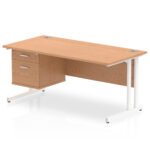 Impulse 1600mm Cantilever Straight Desk With Single Fixed Pedestal - Image 11