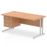 Impulse 1600mm Cantilever Straight Desk With Single Fixed Pedestal - Image 35