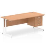 Impulse 1800mm Cantilever Straight Desk With Single Fixed Pedestal - Image 14