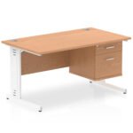 Impulse 1400mm Cable Managed Straight Desk With Single Fixed Pedestal - Image 26