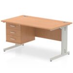 Impulse 1400mm Cable Managed Straight Desk With Single Fixed Pedestal - Image 23