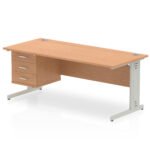 Impulse 1800mm Cable Managed Straight Desk With Single Fixed Pedestal - Image 25