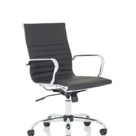 Nola Black Leather Executive Office Chair with Arms