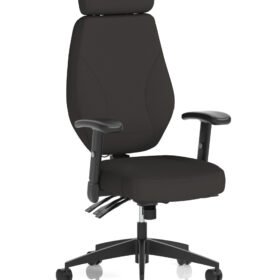Nexus High Back Black Fabric Ergonomic Task Operator Office Chair with Arms and Headrest