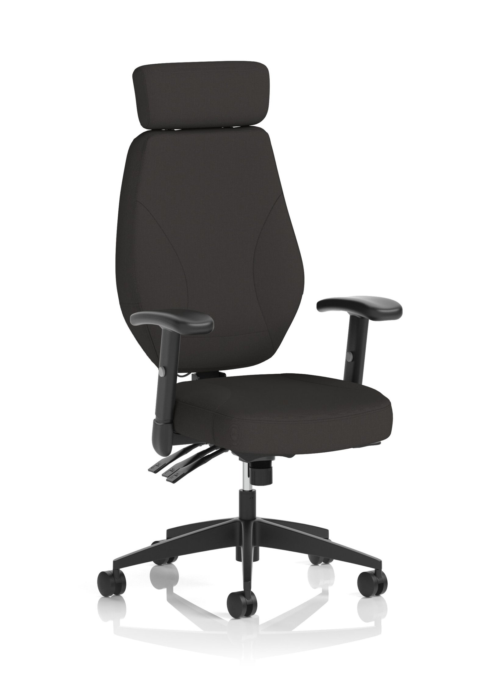 OP000345_1-scaled Nexus High Back Black Fabric Ergonomic Task Operator Office Chair with Arms and Headrest - Image 1