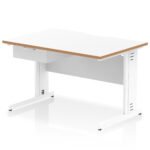 Impulse Scalloped Edge Cable Managed Straight Desk With Single One Drawer Fixed Pedestal - Image 37