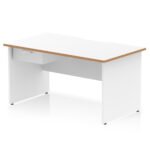 Impulse Scalloped Edge Panel End Straight Desk Frame With Single One Drawer Fixed Pedestal - Image 2