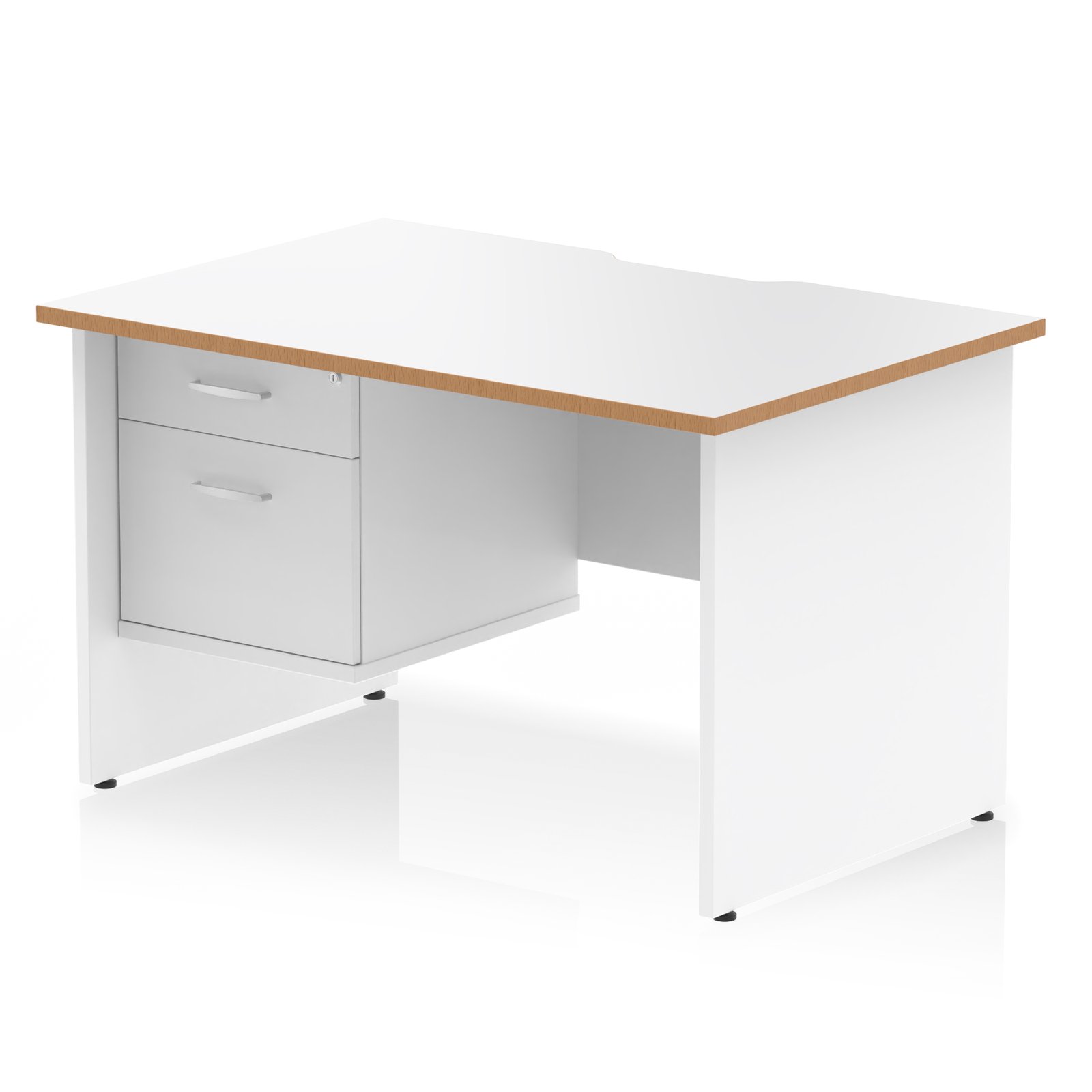 OSL0161_1 Impulse Scalloped Edge 1200mm Panel End Straight Desk With Single Fixed Pedestal - Image 1