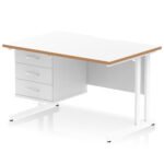 Impulse Scalloped Edge 1200mm Cantilever Straight Desk With Single Fixed Pedestal - Image 2