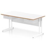 Impulse Scalloped Edge Cantilever Straight Desk With Two One Drawer Fixed Pedestals - Image 13