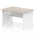 Impulse Scalloped Edge Panel End Straight Desk Frame With Single One Drawer Fixed Pedestal - Image 23