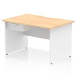 Impulse Scalloped Edge Panel End Straight Desk Frame With Single One Drawer Fixed Pedestal - Image 24