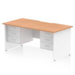 Impulse Scalloped Edge 1600mm Panel End Straight Desk With Two Fixed Pedestal - Image 35